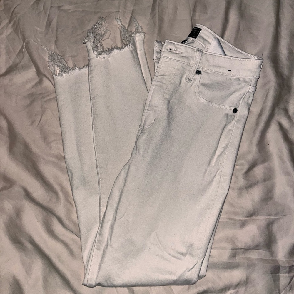 Abercrombie curve love high rise super skinny ankle jeans with frill